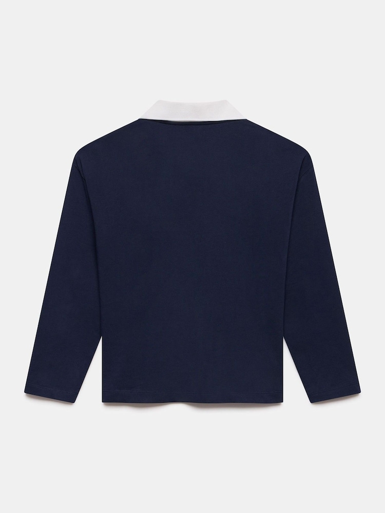 Mint Velvet Blue Long Sleeve 100% Cotton Polo Top - Image 8 of 8 Mint Velvet Blue Long Sleeve 100% Cotton Polo Top - Image 8 of 8