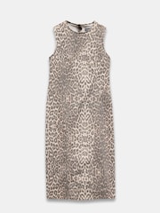 Mint Velvet Cream Leopard Print Denim Column Dress - Image 7 of 8