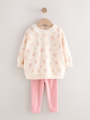 Light Pink Ditsy Floral Collar Sweatshirt and Leggings Set (3mths-7yrs) - Image 1 of 4