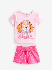 Vanilla Underground Pink Girls Paw Patrol Skye Short Sleeve Leg 100% Cotton Pyjamas Set - Image 1 of 4
