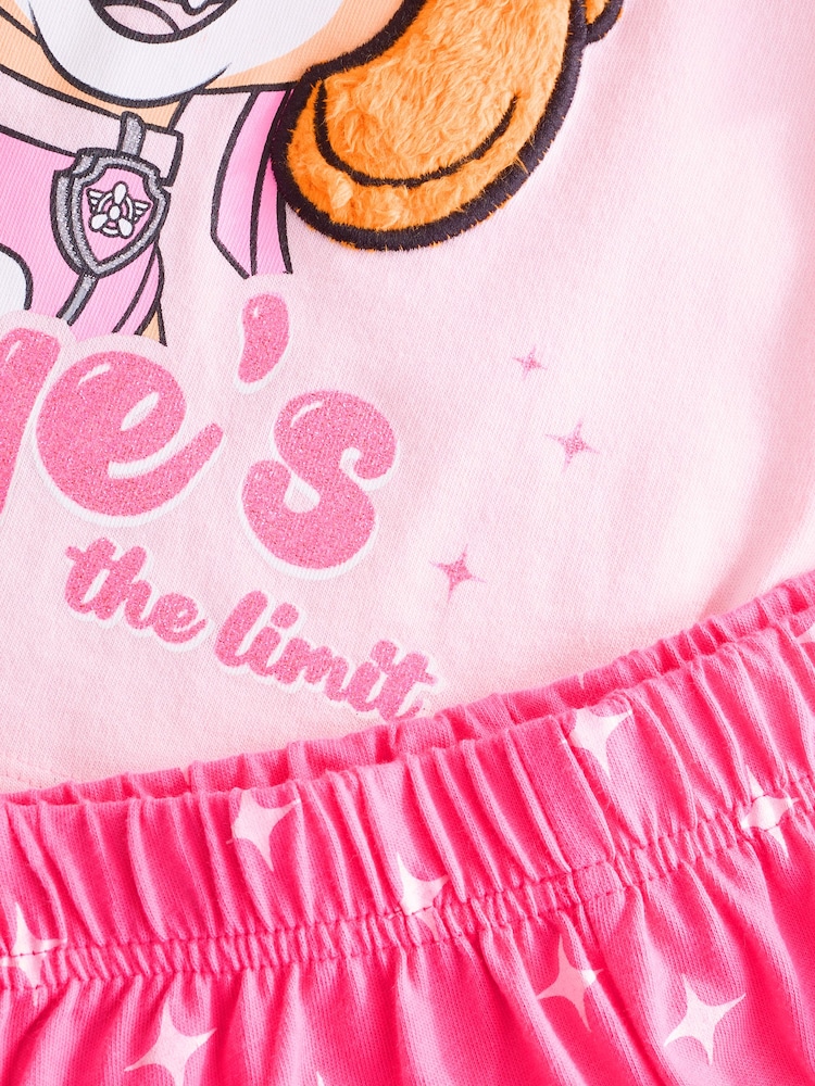 Vanilla Underground Pink Girls Paw Patrol Skye Short Sleeve Leg 100% Cotton Pyjamas Set - Image 3 of 4