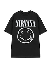 Vanilla Underground Black Nirvana Mens Distressed Logo Print Short Sleeved 100% Cotton T-Shirt - Image 1 of 6