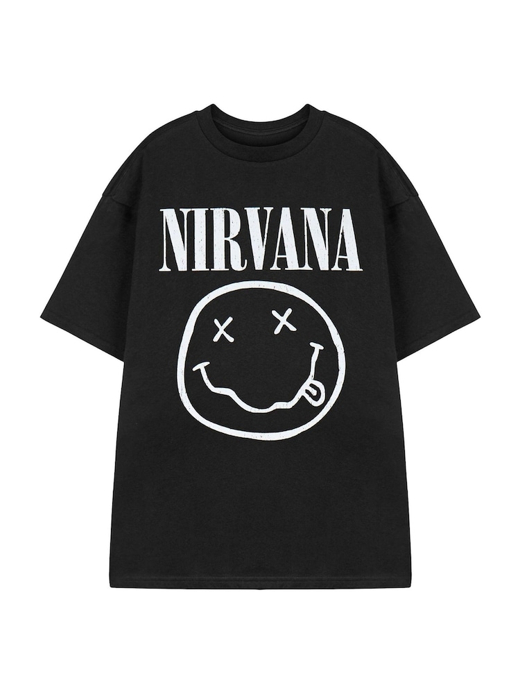 Vanilla Underground Black Nirvana Mens Distressed Logo Print Short Sleeved 100% Cotton T-Shirt - Image 1 of 6