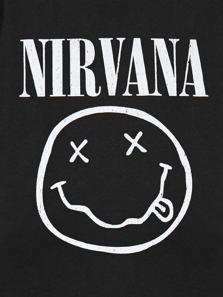 Vanilla Underground Black Nirvana Mens Distressed Logo Print Short Sleeved 100% Cotton T-Shirt - Image 6 of 6