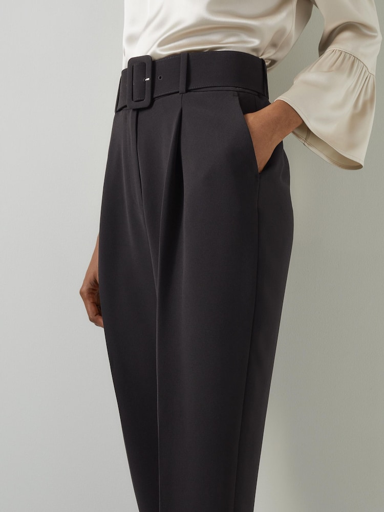 LK Bennett Black Tabitha Belted Crepe Trousers - Image 3 of 3