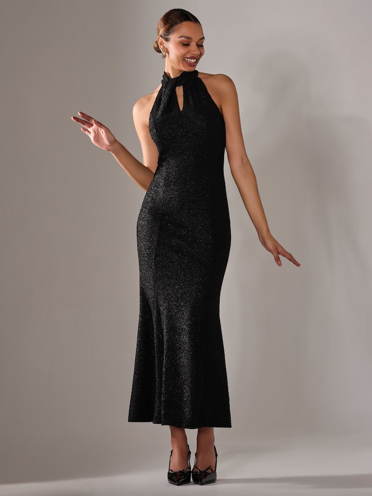 Jolie Moi Black Halter Neck Fishtail Maxi Dress - Image 1 of 6