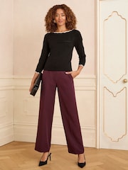Love & Roses Black Tipped Scallop Pointelle Fine Gauge Jumper - Image 3 of 4