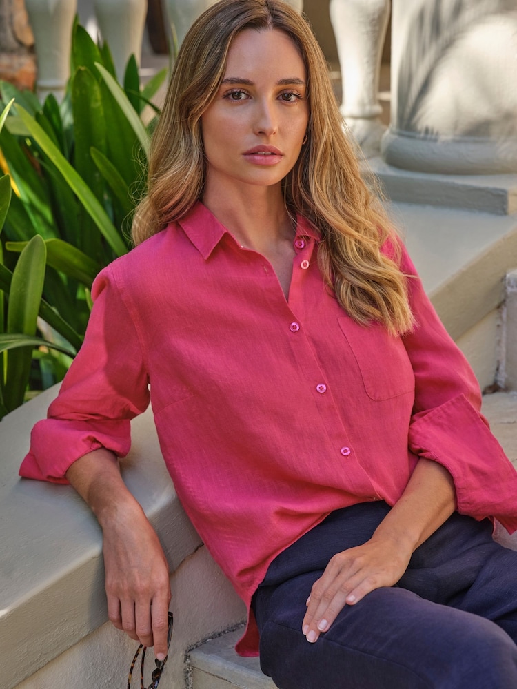 Pure Collection Pink 100% Linen Shirt - Image 1 of 3