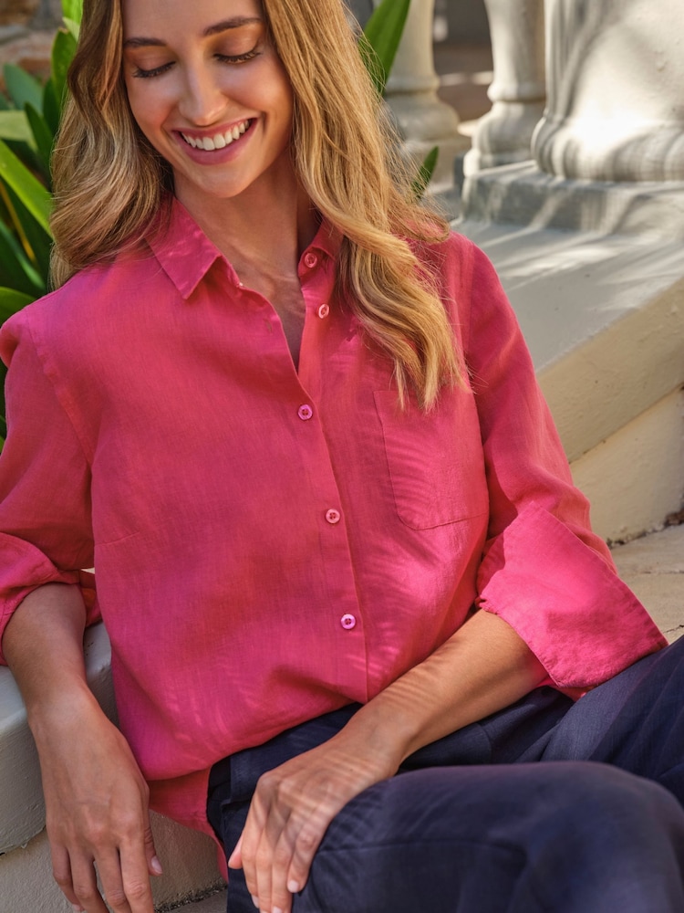 Pure Collection Pink 100% Linen Shirt - Image 3 of 3