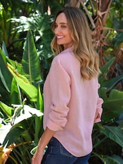 Pure Collection Pink 100% Linen Shirt - Image 2 of 3