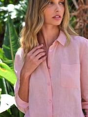 Pure Collection Pink 100% Linen Shirt - Image 3 of 3
