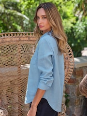 Pure Collection Blue 100% Linen Shirt - Image 2 of 3