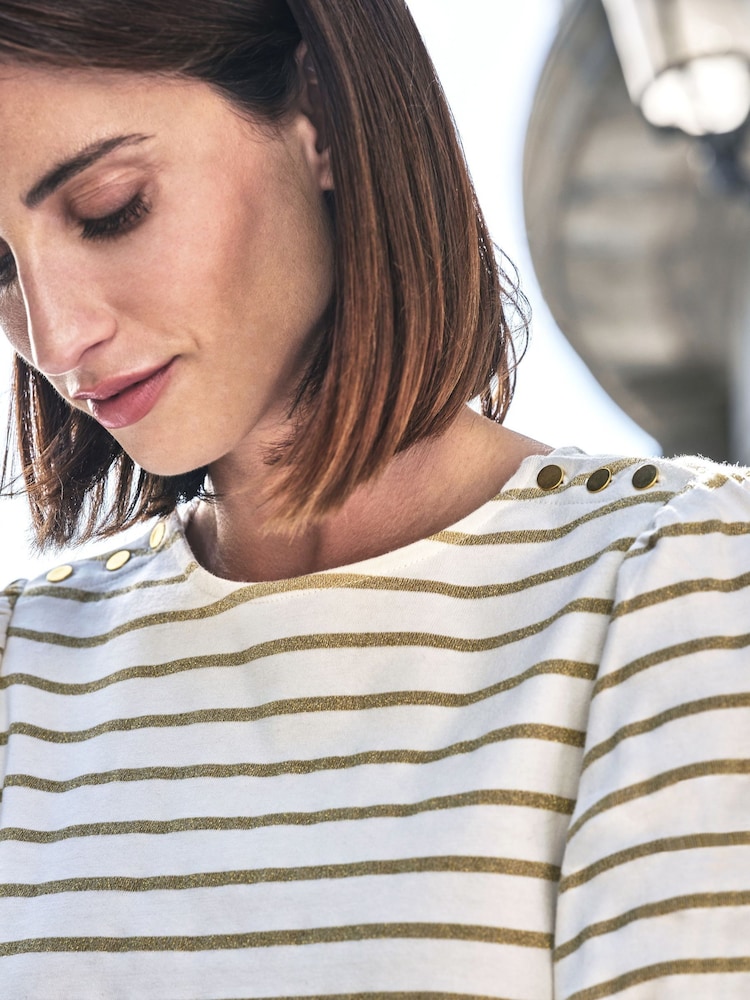 Long Sleeve Cotton Blend Button Shoulder Top - Image 3 of 3