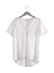 Pure Collection Short Sleeve V-Neck 100% Linen White T-Shirt - Image 3 of 3