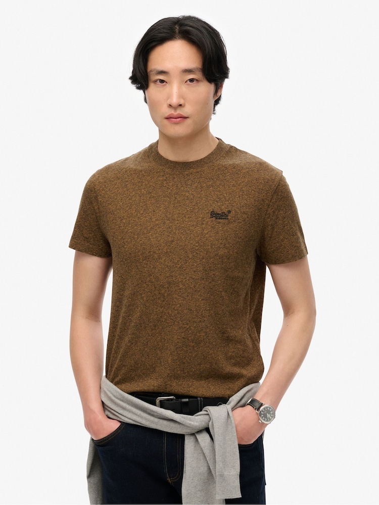 Superdry Brown 100% Cotton Essential Logo T-Shirt - Image 1 of 1