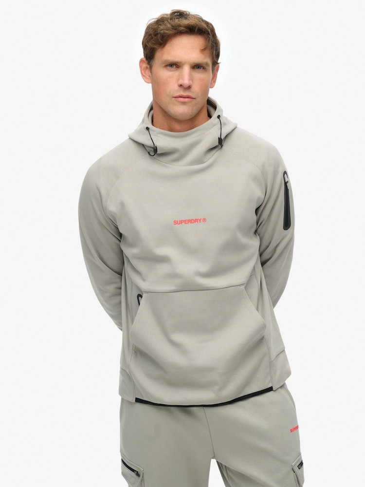 Superdry Grey Tech Logo Loose Hoodie - Image 1 of 6