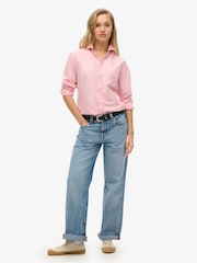 Superdry Pink Slim Oxford Long Sleeve 100% Cotton Shirt - Image 2 of 3