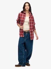 Superdry Red Oversized Vintage Check Shirt - Image 4 of 6
