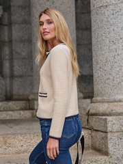 Pure Collection Easy Fit Cream Stitch Interest 100% Cotton Jacket - Image 2 of 3