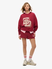 Superdry Red Athletic Essentials Relaxed Flock Crew 100% Cotton Sweatshirt - Image 2 of 5