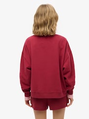 Superdry Red Athletic Essentials Relaxed Flock Crew 100% Cotton Sweatshirt - Image 3 of 5