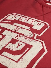 Superdry Red Athletic Essentials Relaxed Flock Crew 100% Cotton Sweatshirt - Image 5 of 5