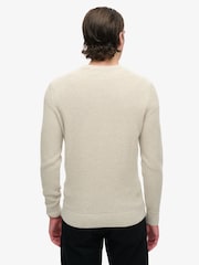 Superdry Grey Textured Crew Knitted 100% Cotton Jumper - Image 3 of 6