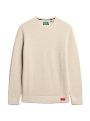 Superdry Grey Textured Crew Knitted 100% Cotton Jumper - Image 5 of 6