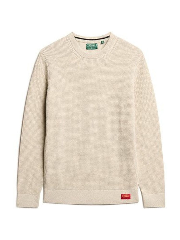 Superdry Grey Textured Crew Knitted 100% Cotton Jumper - Image 5 of 6