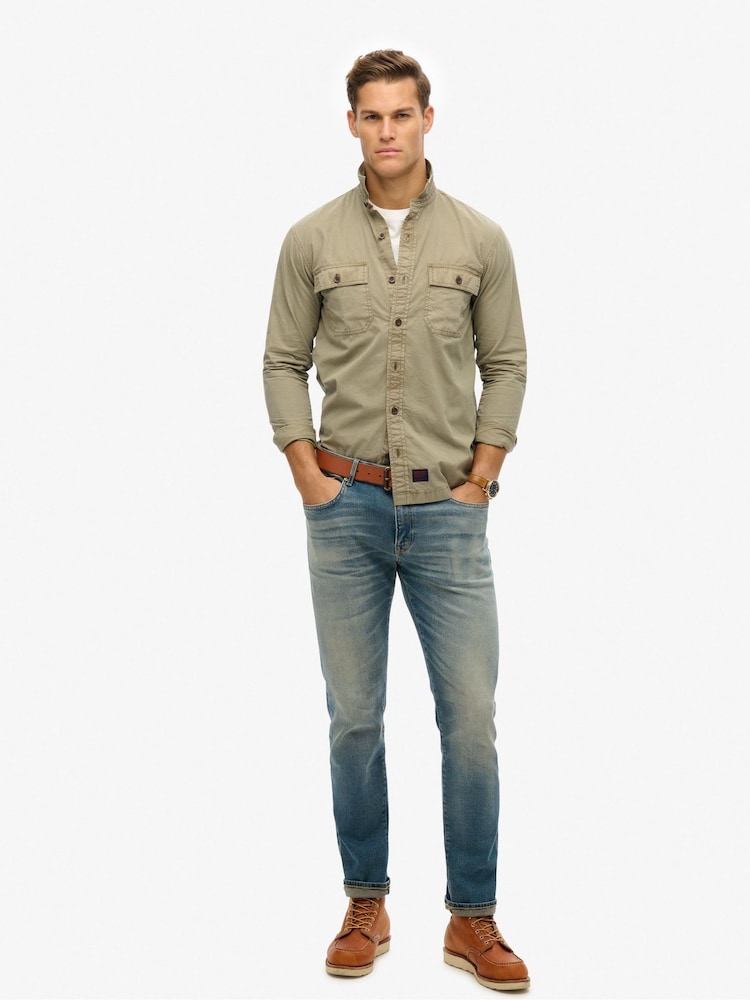 Superdry Green Military Long Sleeve 100% Cotton Shirt - Image 2 of 6