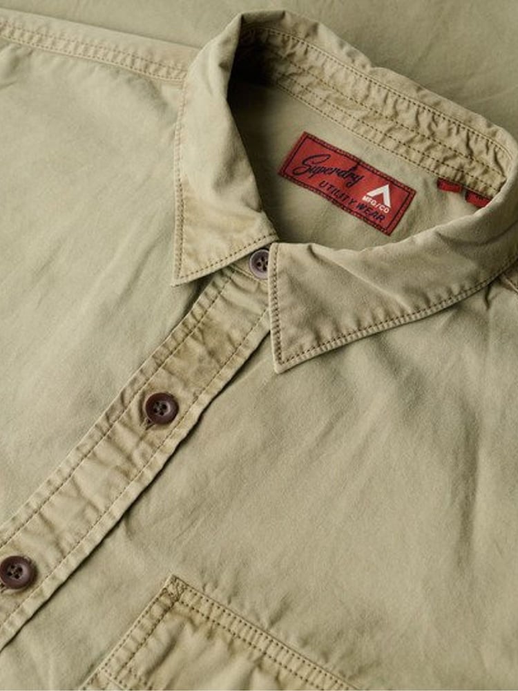 Superdry Green Military Long Sleeve 100% Cotton Shirt - Image 6 of 6