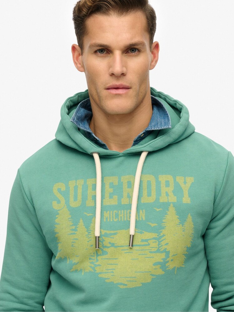 Superdry Green Lo-Fi Outdoor Mono Relaxed Hoodie - Image 4 of 4