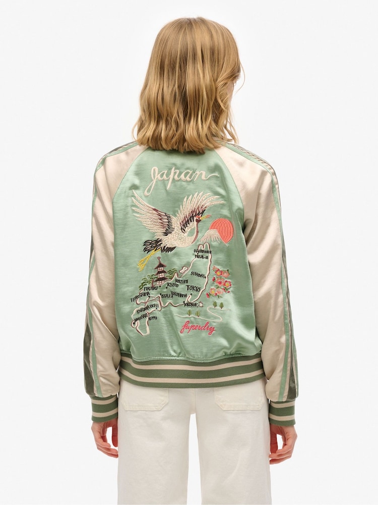 Superdry Green Suikajan Embroidered Bomber Jacket - Image 2 of 5