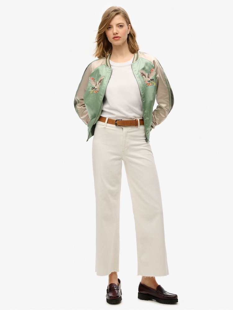 Superdry Green Suikajan Embroidered Bomber Jacket - Image 4 of 5