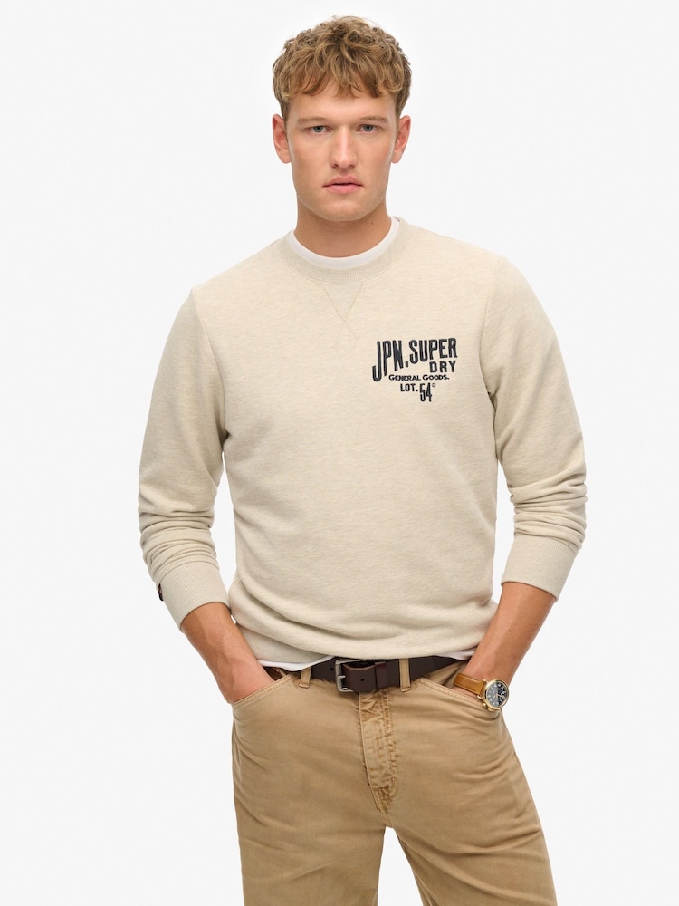 Superdry Nude Workwear Appliqué Sweatshirt - Image 1 of 5