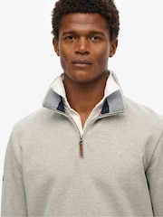Superdry Grey Core Pique Henley Sweatshirt - Image 1 of 5
