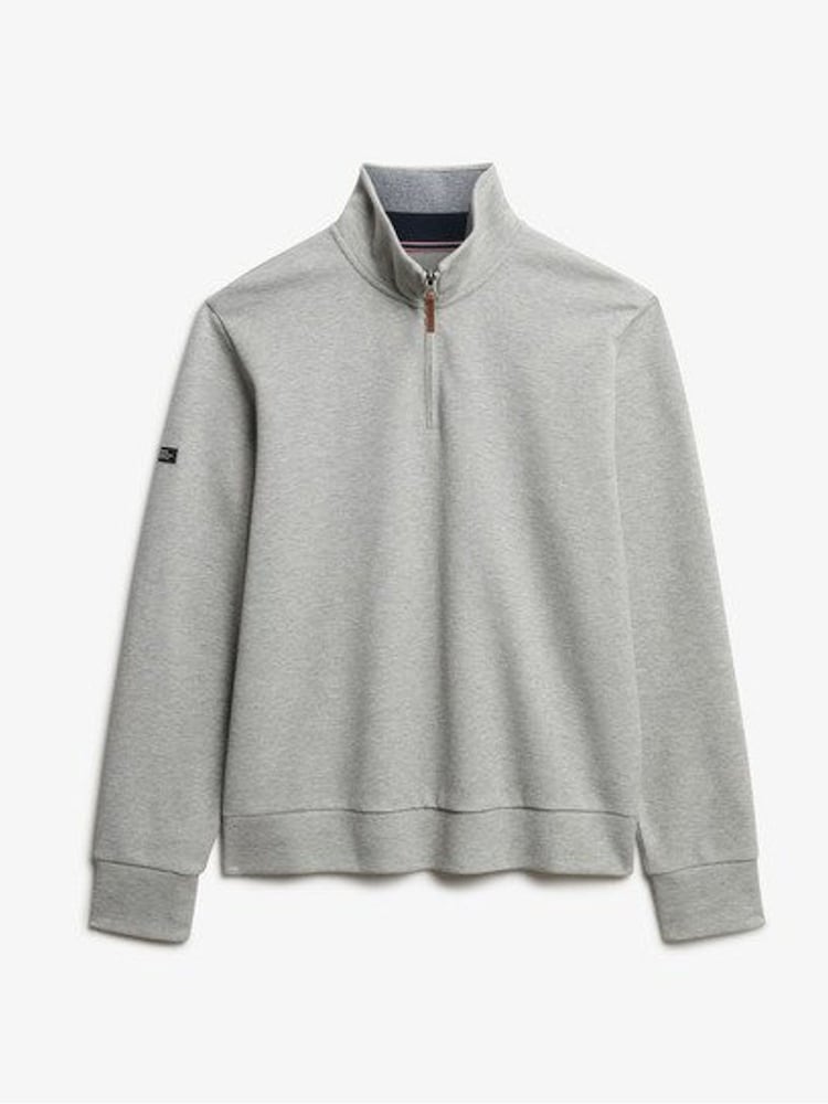 Superdry Grey Core Pique Henley Sweatshirt - Image 4 of 5