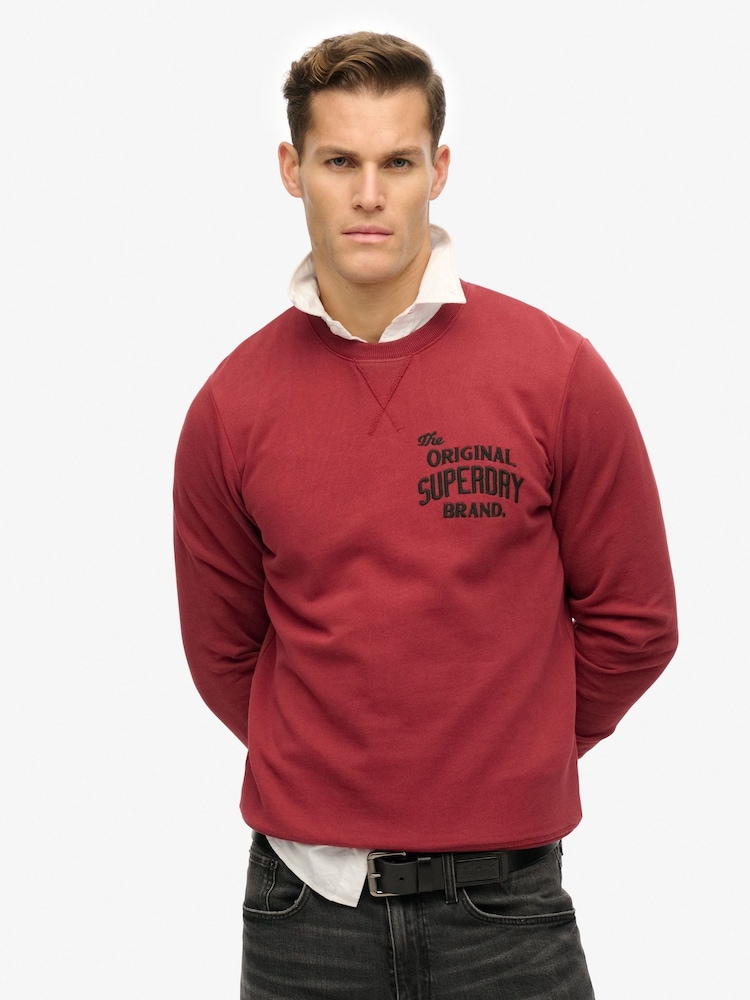 Superdry Red Workwear Appliqué 100% Cotton Sweatshirt - Image 1 of 6