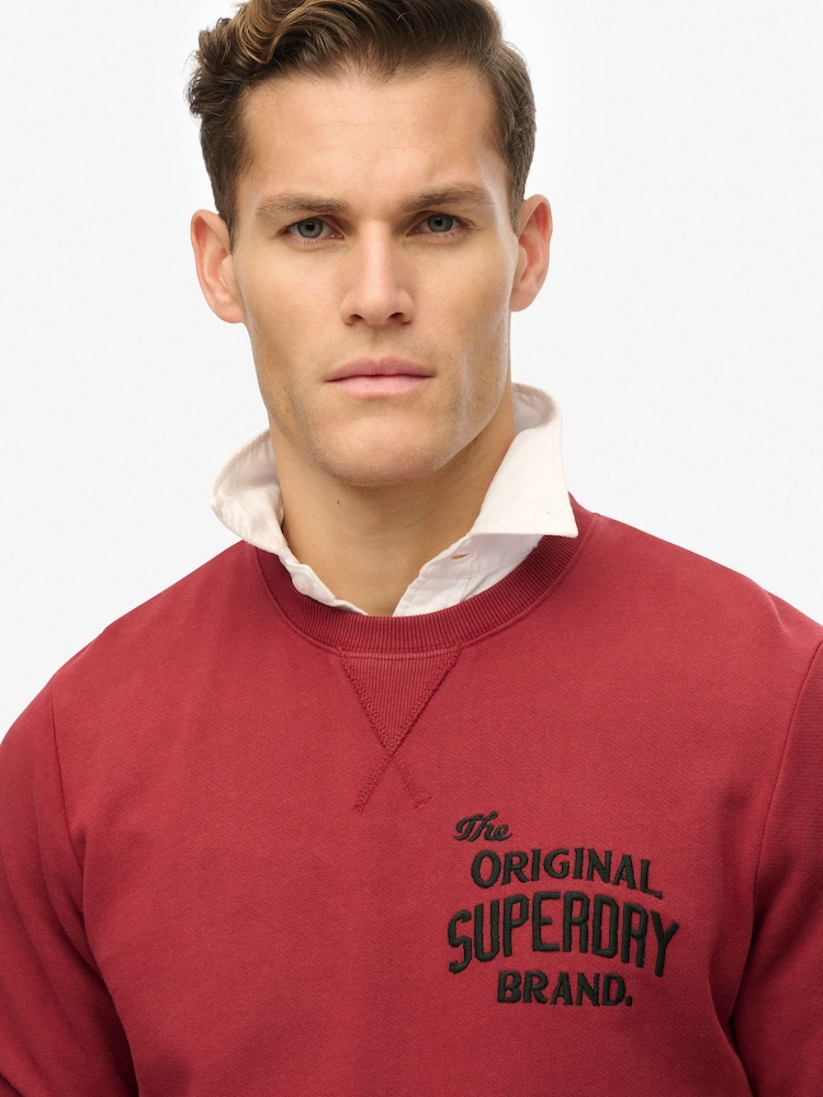 Superdry Red Workwear Appliqué 100% Cotton Sweatshirt - Image 4 of 6