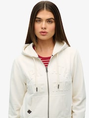Белый - Superdry Athletic Essentials Tonal Cropped Zip 100% Cotton Hoodie - Изображение 1 из 4