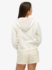 Белый - Superdry Athletic Essentials Tonal Cropped Zip 100% Cotton Hoodie - Изображение 2 из 4