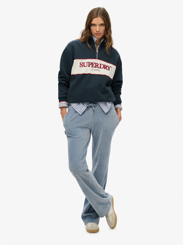 Azul claro - SUPERDRY Velour Wide Leg Joggers - Imagen 1 de 5