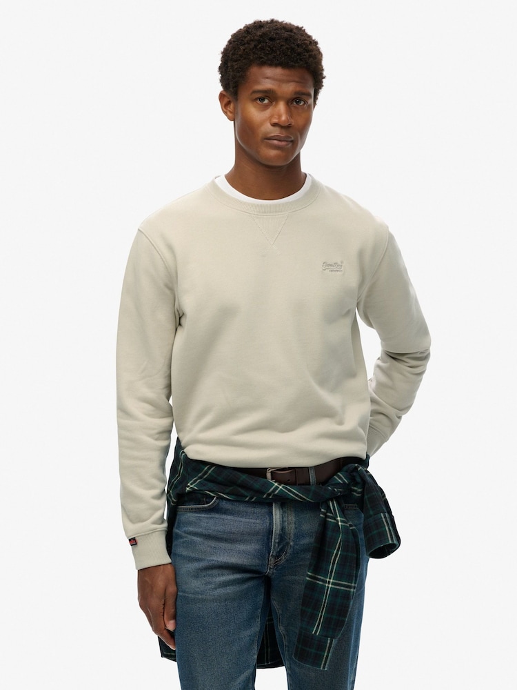 Nude - Sudadera básica con cuello redondo y logo de Superdry - Imagen 1 de 3 Nude - Sudadera básica con cuello redondo y logo de Superdry - Imagen 1 de 3