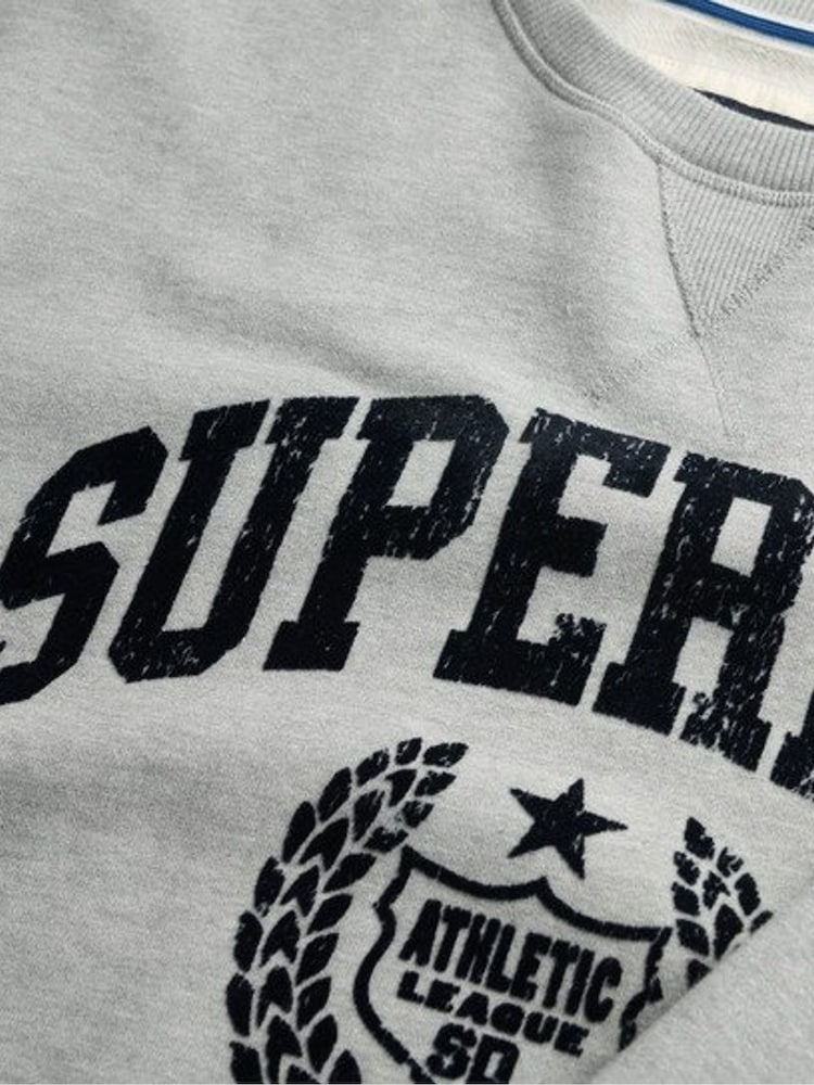 Superdry Grey Athletic Relaxed Flock Sweatshirt - Image 5 of 5