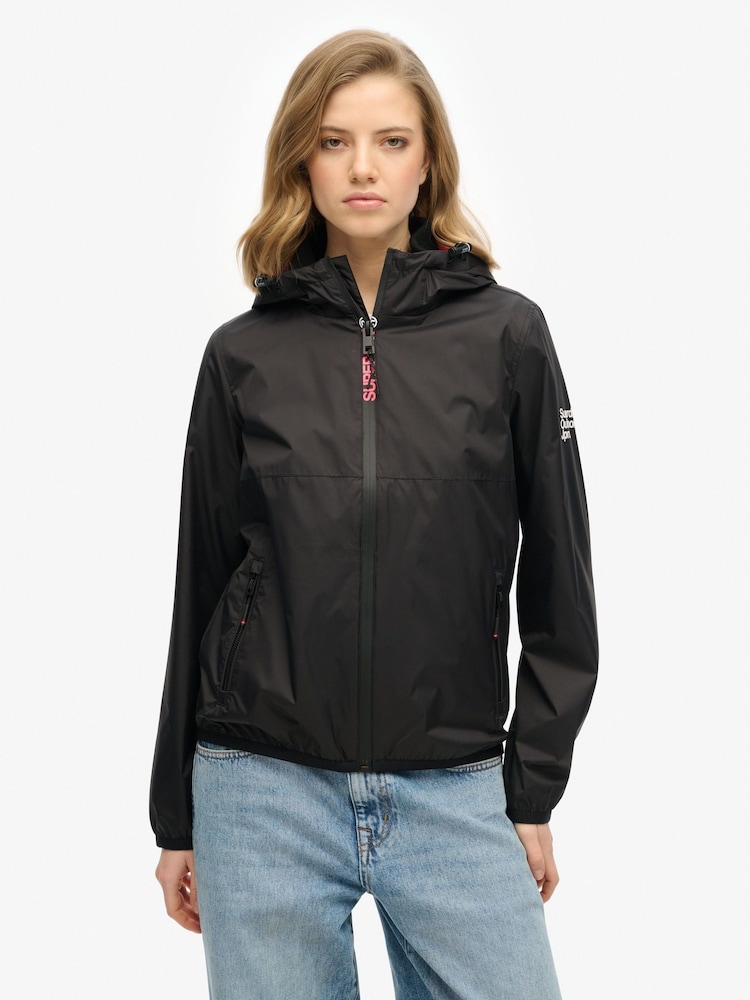 Negro - Superdry Hooded Logo Windbreaker Jacket - Imagen 2 de 5