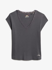 Superdry Grey 100% Cotton Essential Square Neck Short Sleeve T-Shirt - Image 5 of 6