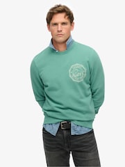 Superdry Green Lo-Fi Outdoor Mono Relaxed Crew 100% Cotton Sweatshirt - Image 1 of 6