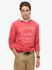 Superdry Red Lo-Fi Outdoors Relaxed Crew 100% Cotton Sweatshirt - Image 1 of 5
