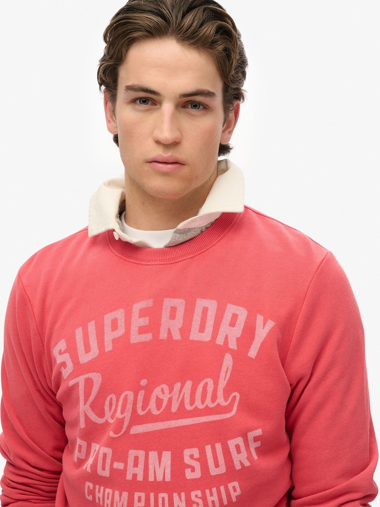 Superdry Red Lo-Fi Outdoors Relaxed Crew 100% Cotton Sweatshirt - Image 4 of 5