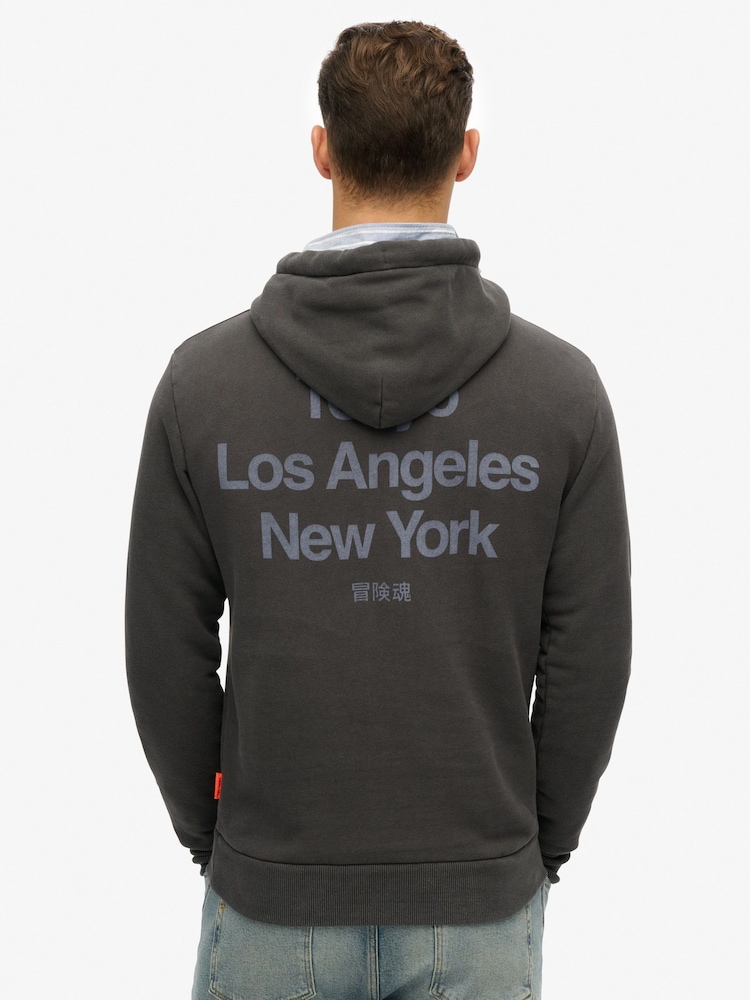 Superdry Black Core Logo City 100% Cotton Hoodie - Image 3 of 6